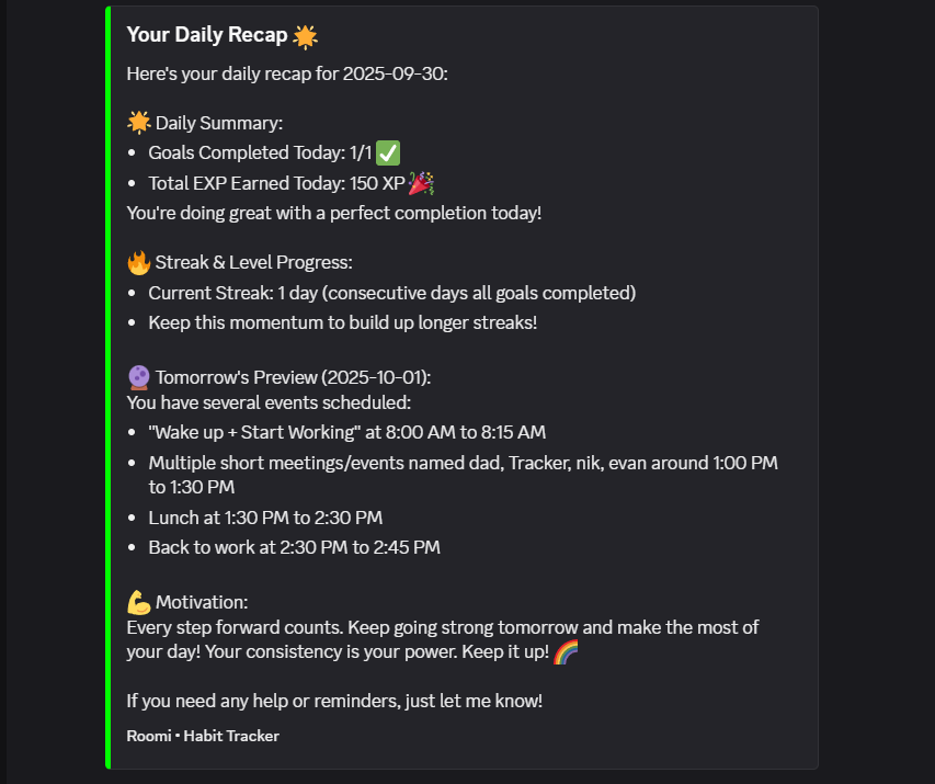 Daily Recap Feature