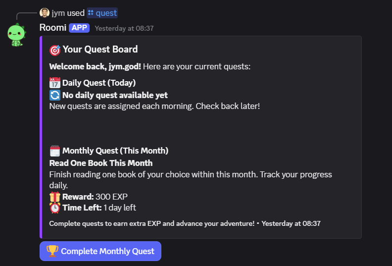Monthly Quest System